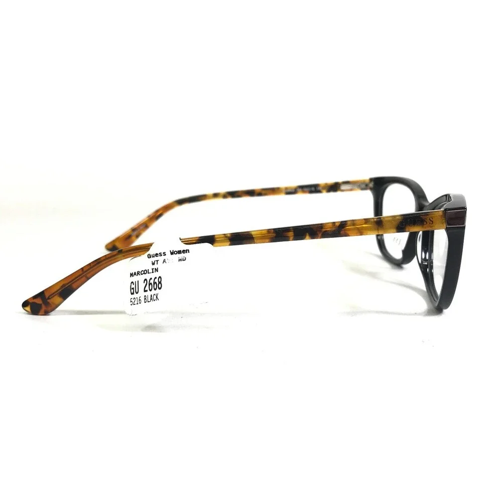 Guess Eyeglasses Frames GU2668 001 Black Tortoise Cat Eye Full Rim 52-16-140